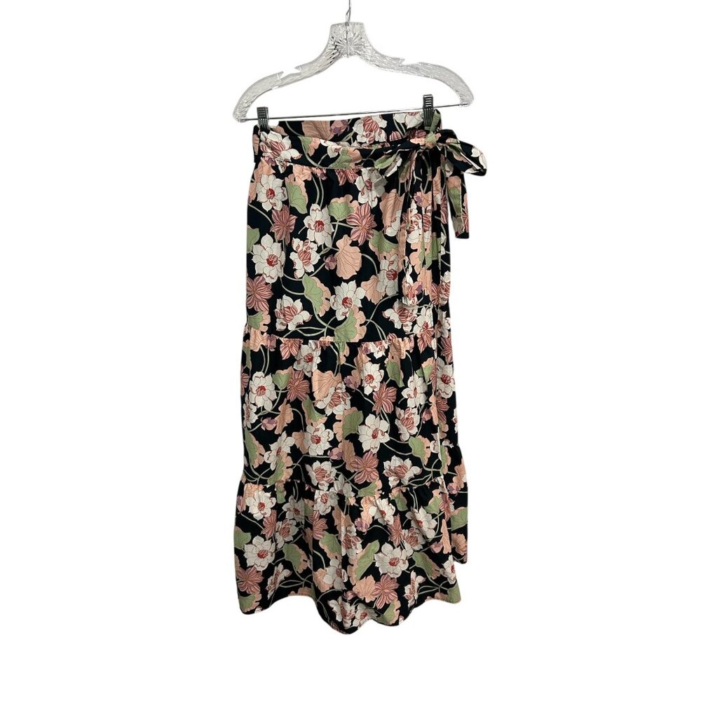 Who What Wear Multicolor Floral Waist Tie Maxi Skirt Size Medium Boho Trendy